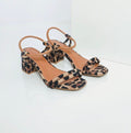 Sandália Animal Print Block – Salto Bloco com Tiras Finas e Estampa Onça