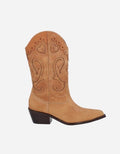 BOTA COWBOY BORDADA EM COURO ESTONADO MARROM AMARULA
